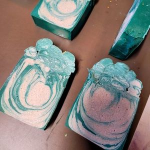 2 Handmade Spearmint heavy scented large handmade soap bars